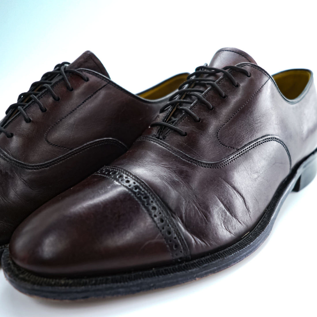 Johnston & Murphy Brown Leather Cap Toe Oxford Dress Shoes Men’s US 9.5 D/B Made in India