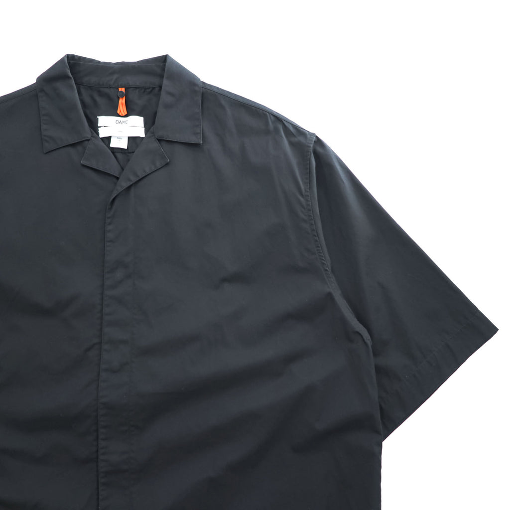 OAMC Black Cotton Short Sleeve Shirt Hidden Placket Boxy Fit Size S Made in Italy OAMO600468