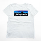 Patagonia P-6 Logo Organic Cotton T-Shirt S White Back Print Crew Neck Regular Fit 38587