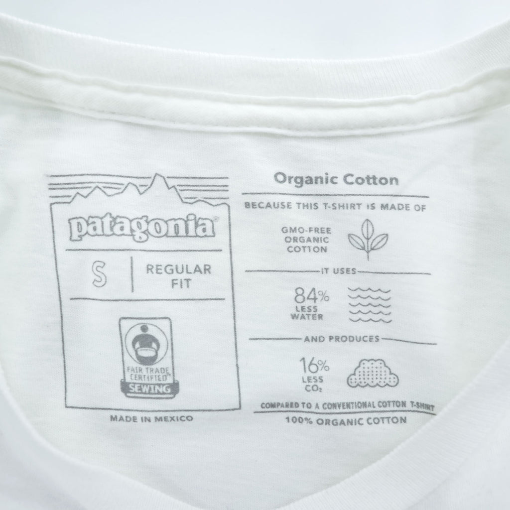 Patagonia P-6 Logo Organic Cotton T-Shirt S White Back Print Crew Neck Regular Fit 38587