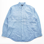 Brooks Brothers Irish Linen Button-Down Long Sleeve Shirt Light Blue 100% Linen Made in Hong Kong Men's Tag L (JP 3L)