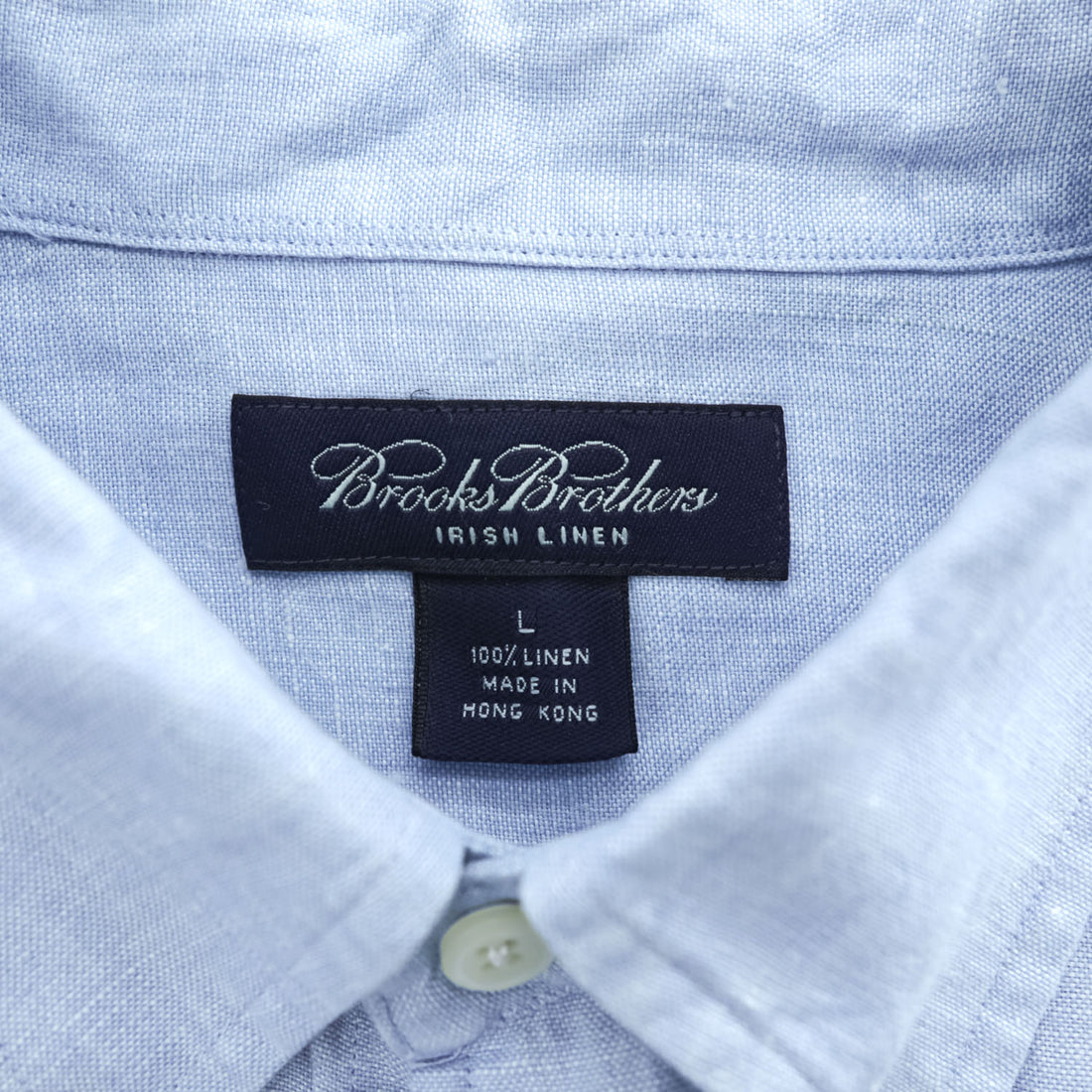 Brooks Brothers Irish Linen Button-Down Long Sleeve Shirt Light Blue 100% Linen Made in Hong Kong Men's Tag L (JP 3L)