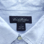 Brooks Brothers Irish Linen Button-Down Long Sleeve Shirt Light Blue 100% Linen Made in Hong Kong Men's Tag L (JP 3L)
