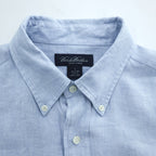Brooks Brothers Irish Linen Button-Down Long Sleeve Shirt Light Blue 100% Linen Made in Hong Kong Men's Tag L (JP 3L)