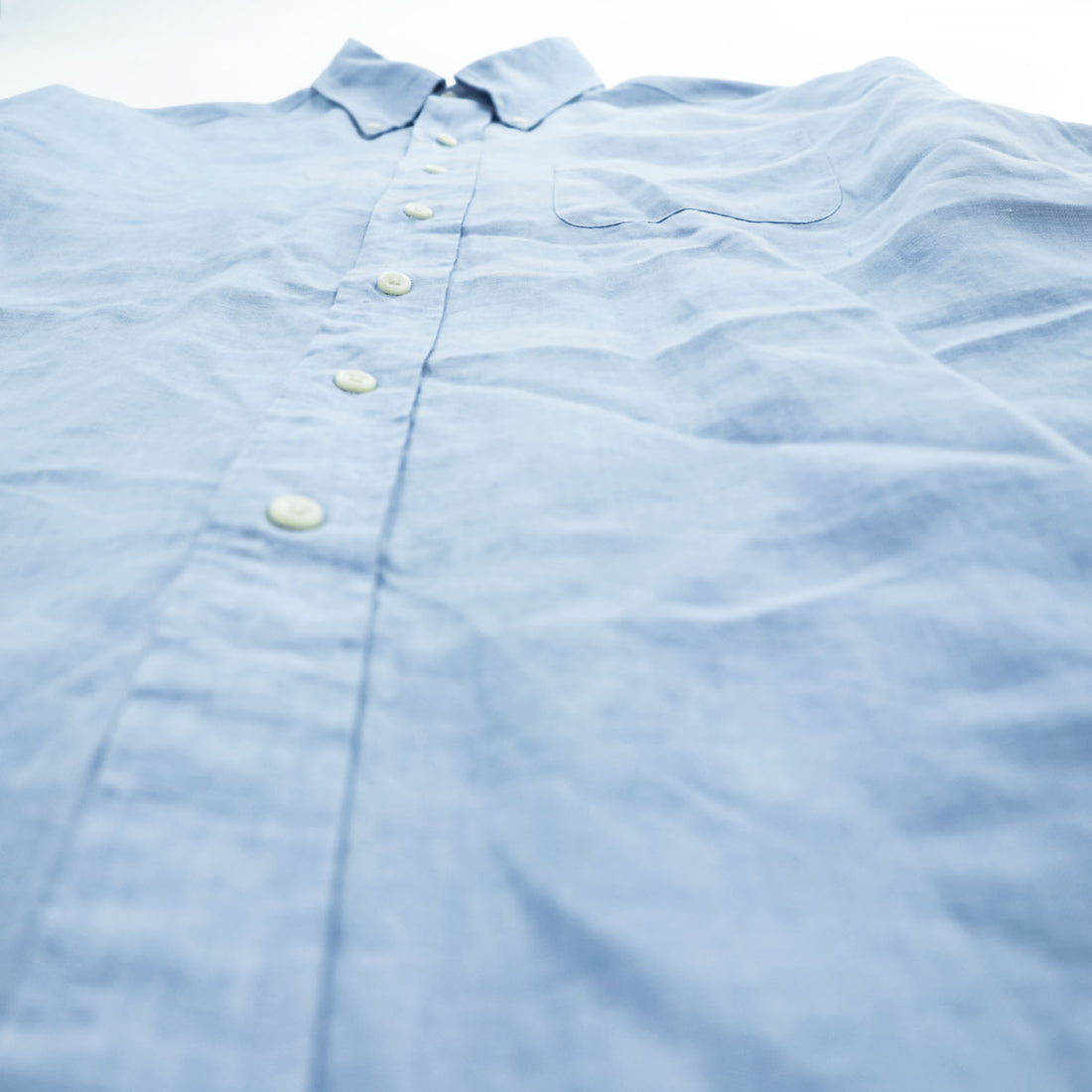Brooks Brothers Irish Linen Button-Down Long Sleeve Shirt Light Blue 100% Linen Made in Hong Kong Men's Tag L (JP 3L)