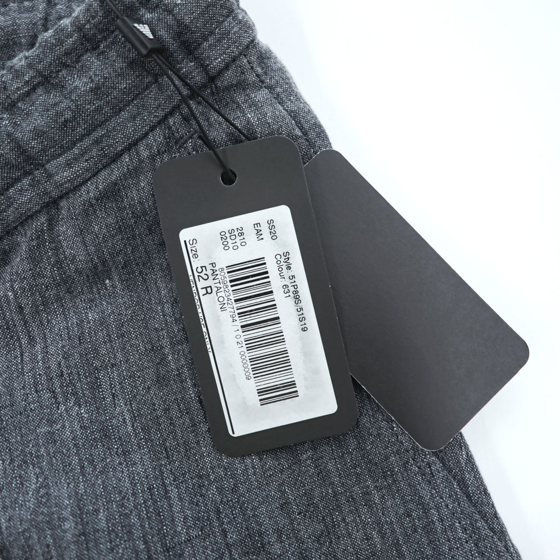 EMPORIO ARMANI リネン イージーパンツ スリム スラックス XL グレー 麻100% ブルガリア製 未使用品 51P89S / 51S19