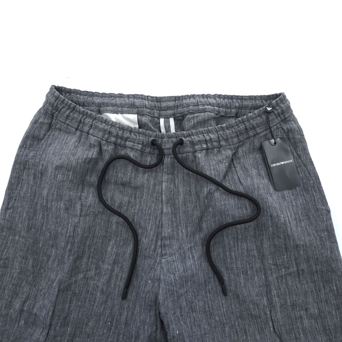 EMPORIO ARMANI リネン イージーパンツ スリム スラックス XL グレー 麻100% ブルガリア製 未使用品 51P89S / 51S19