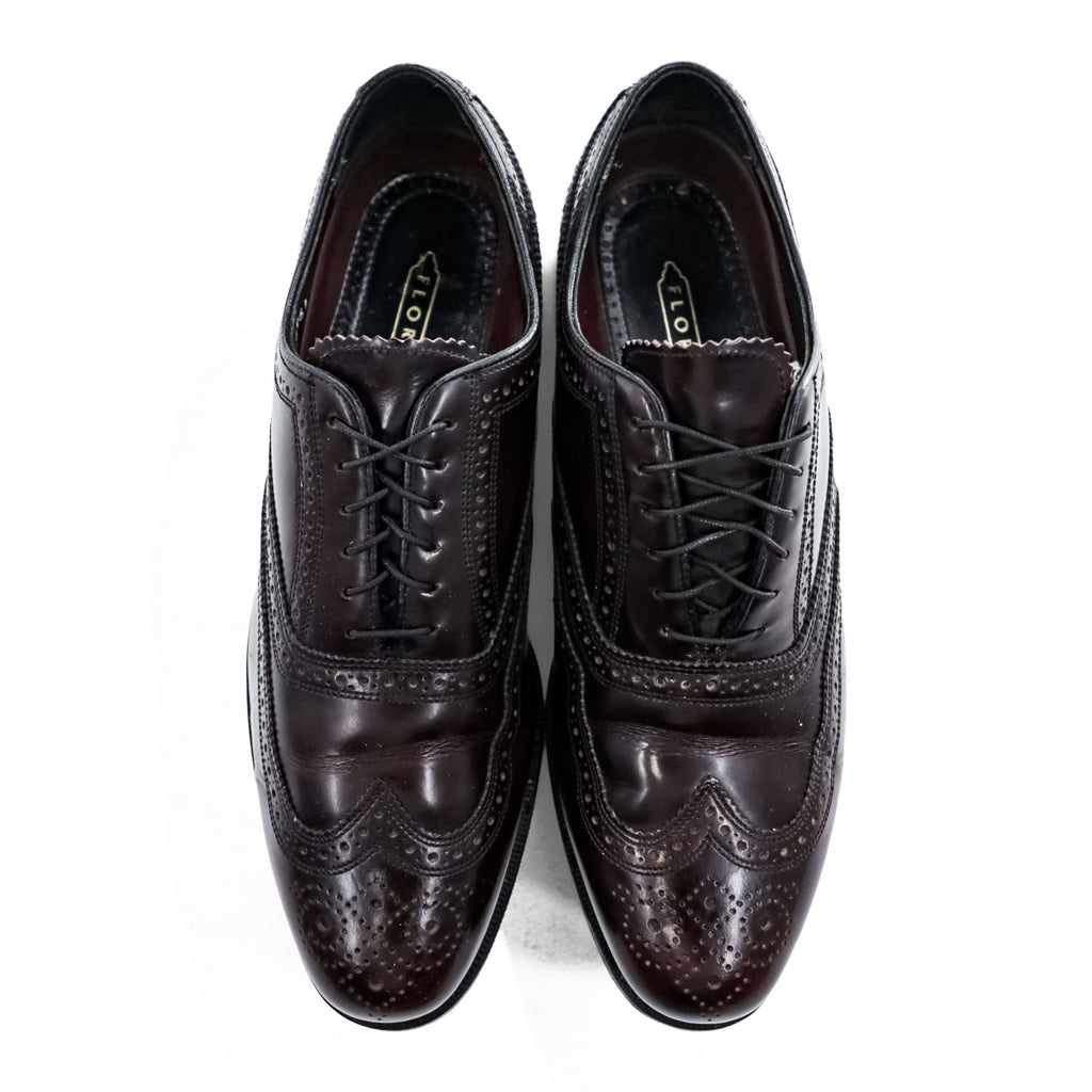 Florsheim Lexington Wingtip Oxford Burgundy Leather Dress Shoes Mens US 9.5 D Longwing Brogue