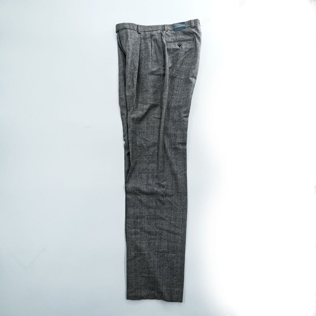 Brooks Brothers イタリア製 グレンチェック スラックス パンツ L グレー 千鳥格子 2タック プリーツ 未使用品 グレンチェック SUPER 110'S