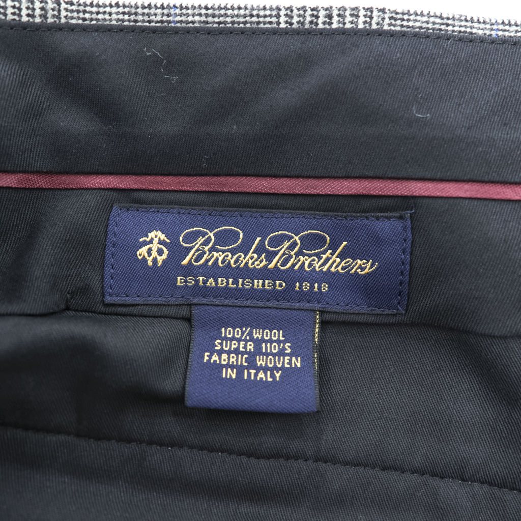 Brooks Brothers イタリア製 グレンチェック スラックス パンツ L グレー 千鳥格子 2タック プリーツ 未使用品 グレンチェック SUPER 110'S