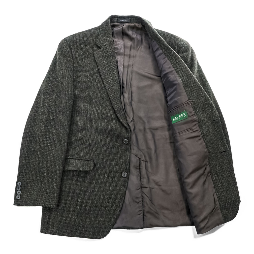 LAUREN RALPH LAUREN 90年代 ヴィンテージ ツイード テーラードジャケット ブレザー L オリーブ ヘリンボーン