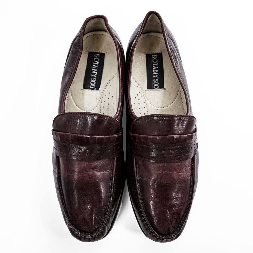Botany 500 Vintage 90s Oxblood Burgundy Leather Kiltie Loafers Dress Shoes US 10 Wide Vintage