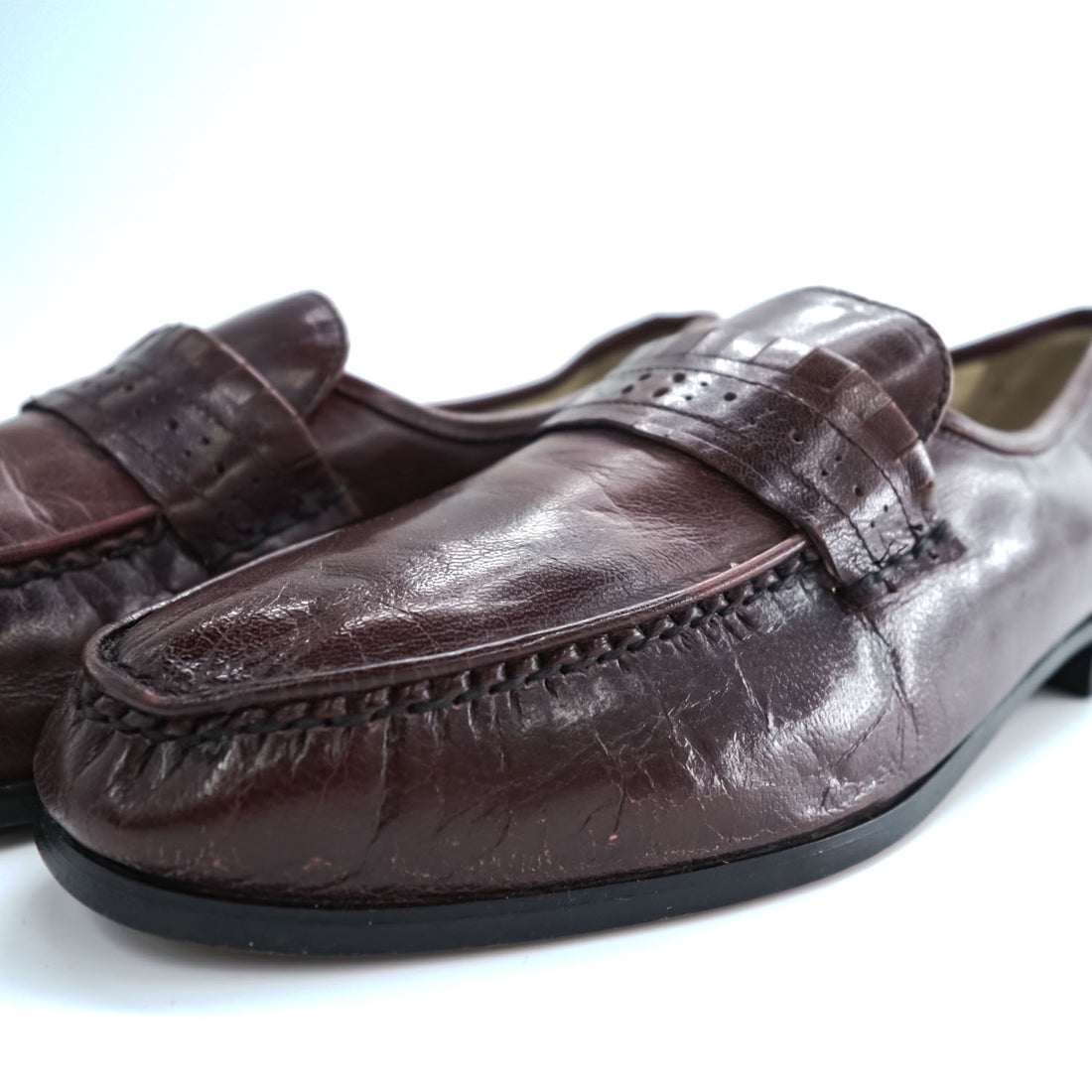 Botany 500 Vintage 90s Oxblood Burgundy Leather Kiltie Loafers Dress Shoes US 10 Wide Vintage