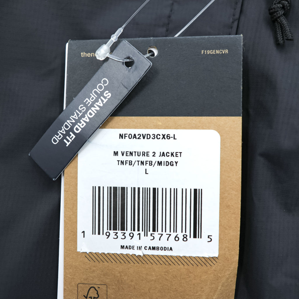 THE NORTH FACE マウンテンパーカー VENTURE 2 JACKET シェル レインジャケット L 防水 ドローコード DRYVENT 透湿 NF0A2VD3CX6-L 未使用品