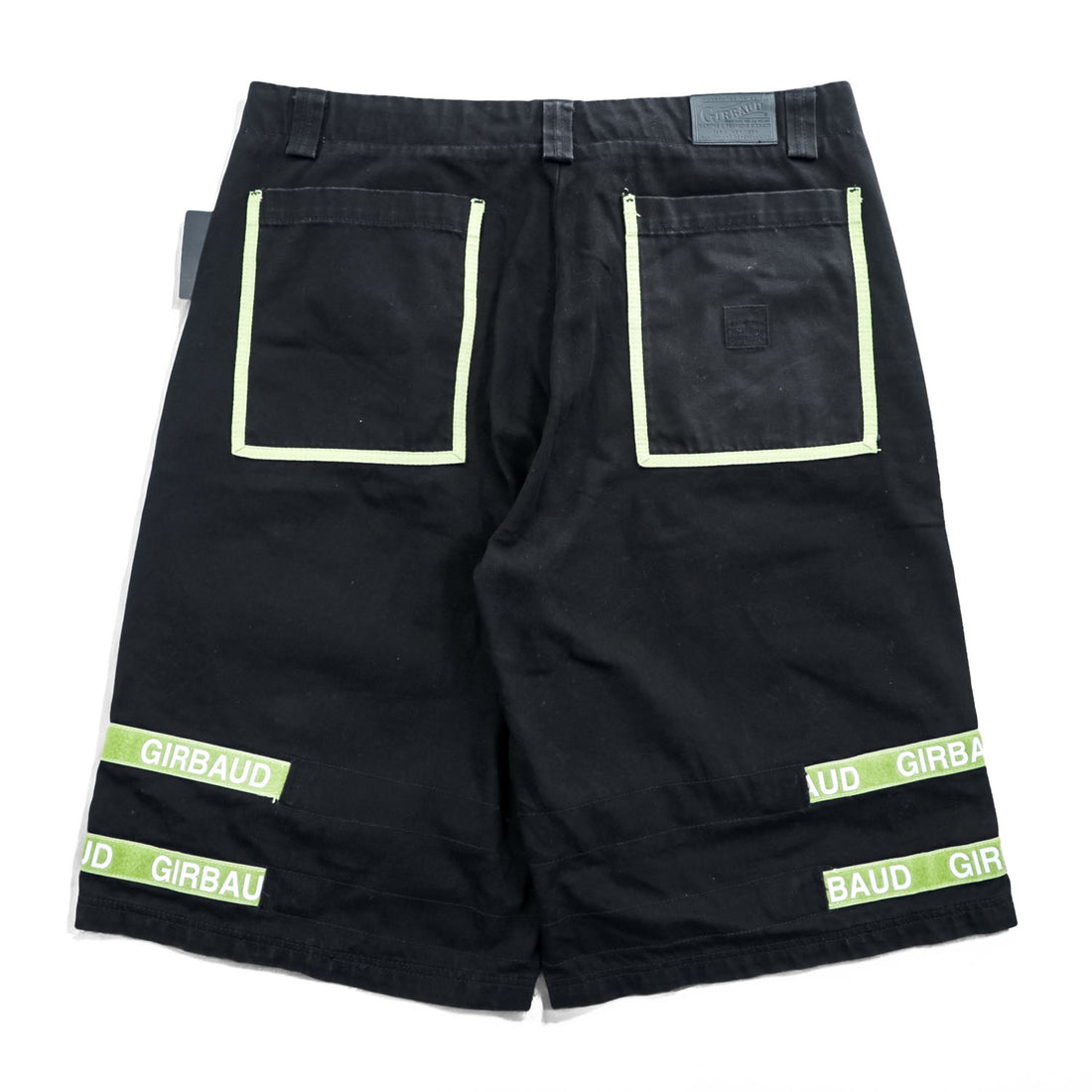 Marithe Francois Girbaud Taped Para Shuttle Shorts Black Leaf Green Shuttle Tape Baggy Cargo Y2K Size 42