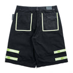 Marithe Francois Girbaud Taped Para Shuttle Shorts Black Leaf Green Shuttle Tape Baggy Cargo Y2K Size 42