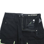 Marithe Francois Girbaud Taped Para Shuttle Shorts Black Leaf Green Shuttle Tape Baggy Cargo Y2K Size 42