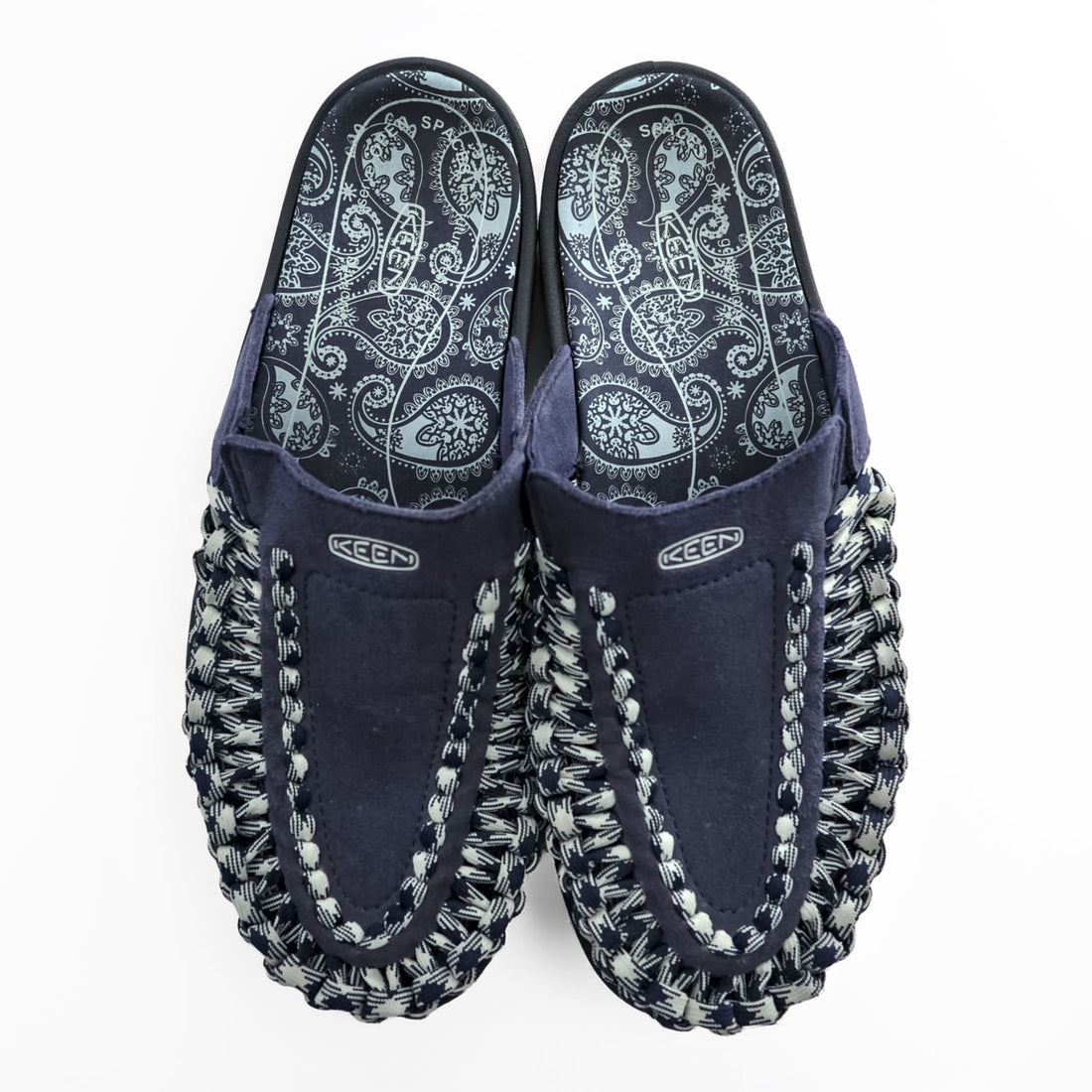 KEEN UNEEK 2 SLIDE Sandals US9 Navy TOKYOHEMPCONNECTION THC Paisley 1026017