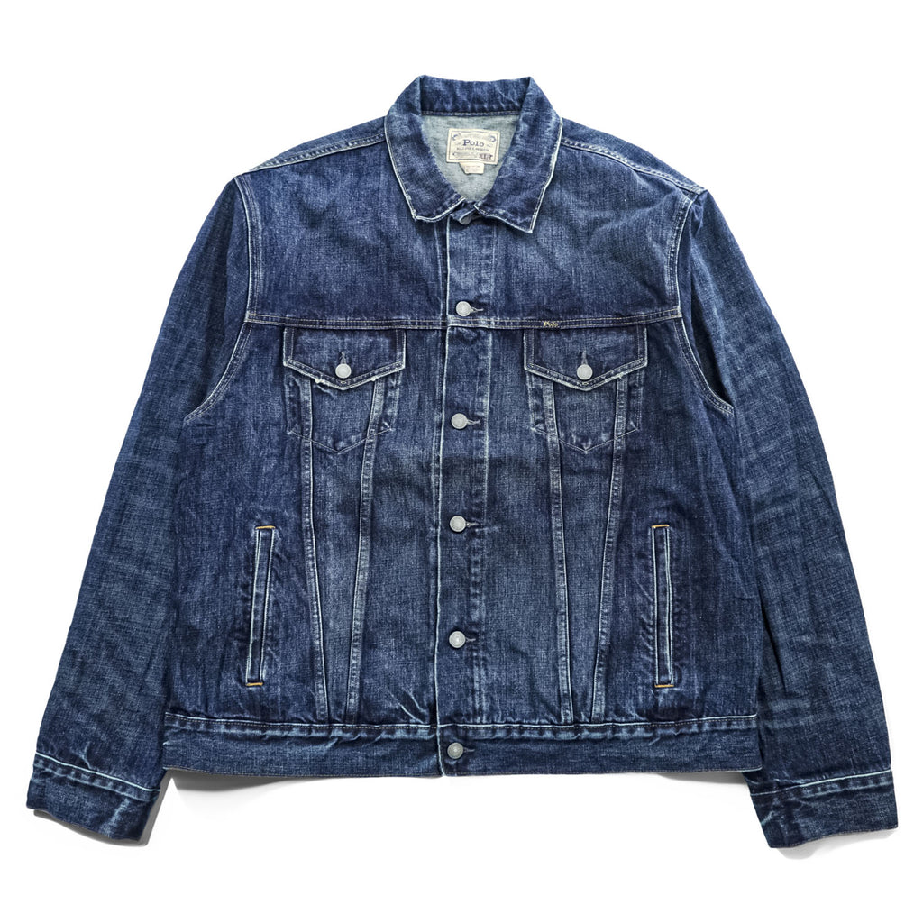Polo Ralph Lauren Denim Trucker Jacket Indigo Blue Made in Mexico Authentic Denim XL