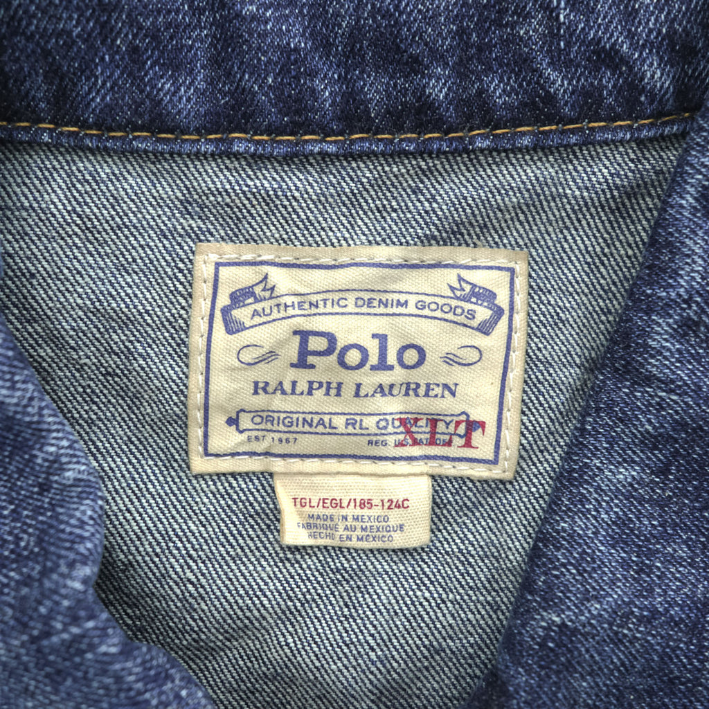 Polo Ralph Lauren Denim Trucker Jacket Indigo Blue Made in Mexico Authentic Denim XL