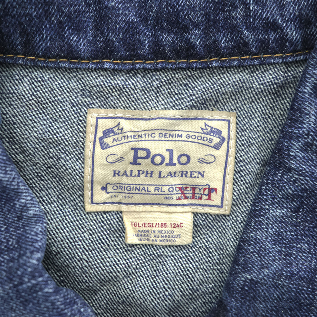 Polo Ralph Lauren Denim Trucker Jacket Indigo Blue Made in Mexico Authentic Denim XL