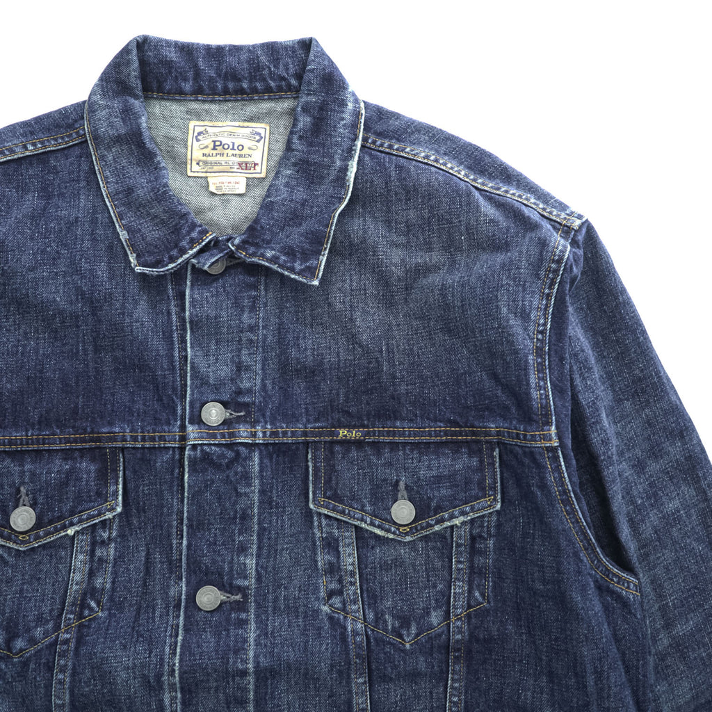 Polo Ralph Lauren Denim Trucker Jacket Indigo Blue Made in Mexico Authentic Denim XL