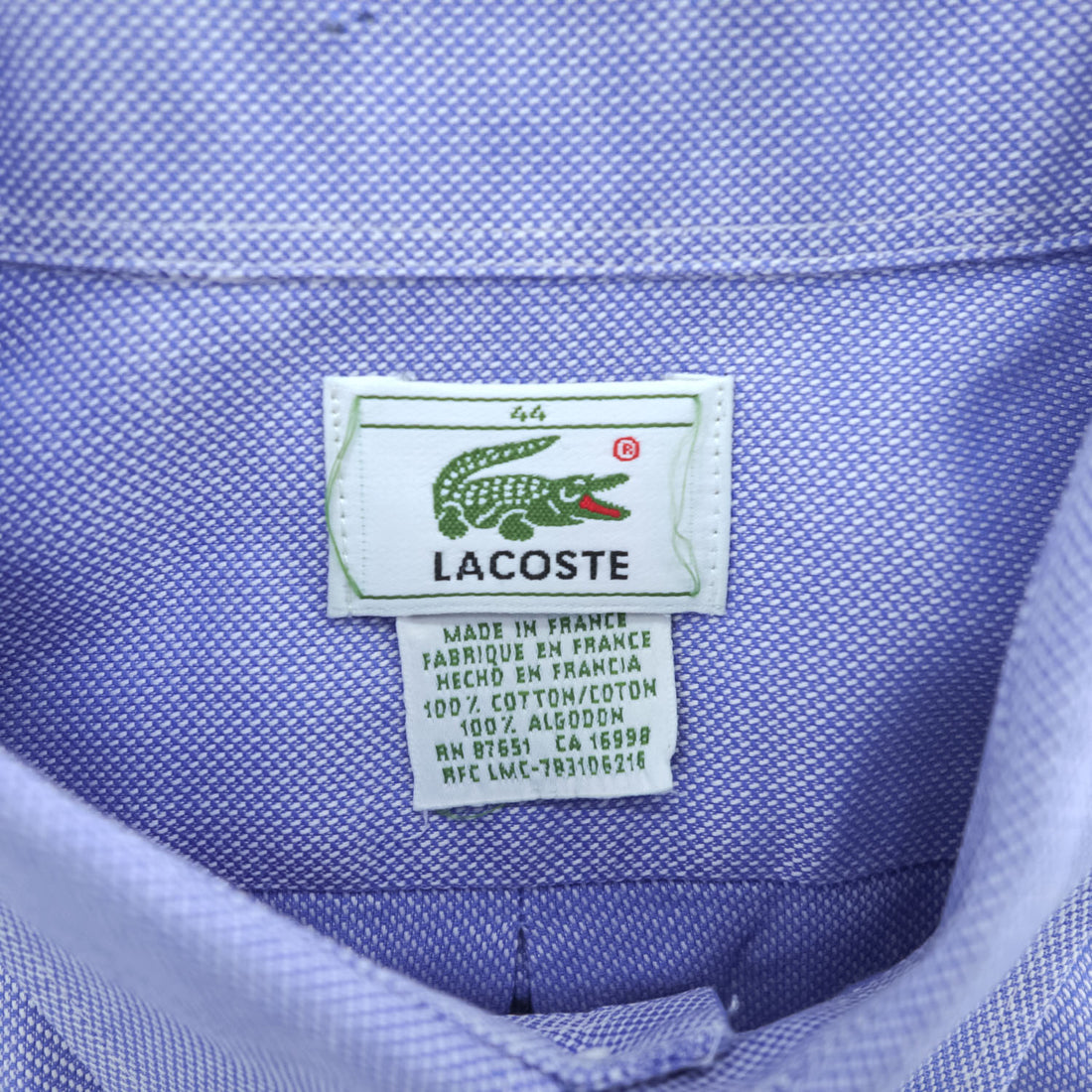 LACOSTE フランス製 80年代 ヴィンテージ 長袖ボタンダウンシャツ XL ブルー フレンチラコステ ワニロゴ 胸ポケット