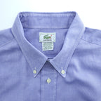 LACOSTE フランス製 80年代 ヴィンテージ 長袖ボタンダウンシャツ XL ブルー フレンチラコステ ワニロゴ 胸ポケット