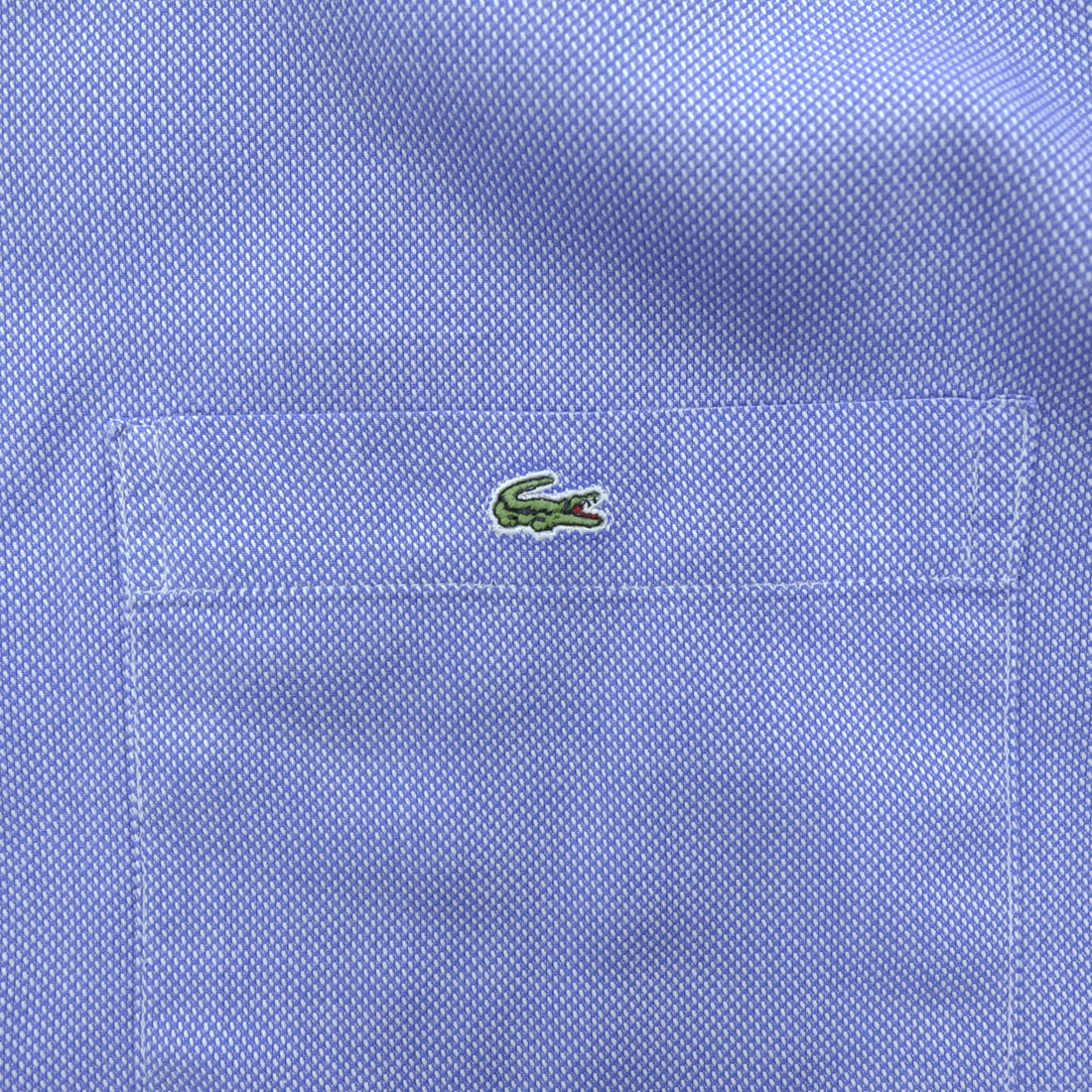 LACOSTE フランス製 80年代 ヴィンテージ 長袖ボタンダウンシャツ XL ブルー フレンチラコステ ワニロゴ 胸ポケット