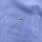 LACOSTE フランス製 80年代 ヴィンテージ 長袖ボタンダウンシャツ XL ブルー フレンチラコステ ワニロゴ 胸ポケット