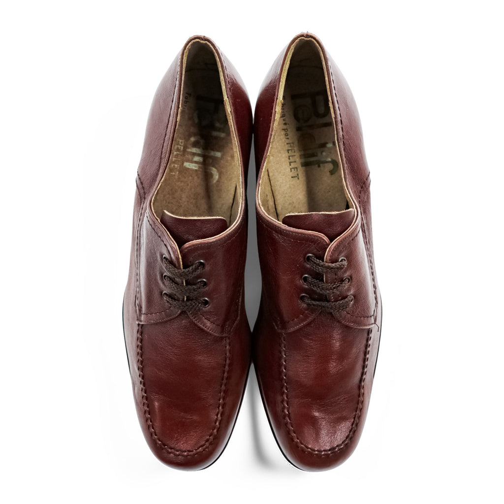 Peldir by Pellet France Burgundy Leather U Tip Derby Shoes 8.5 Vintage