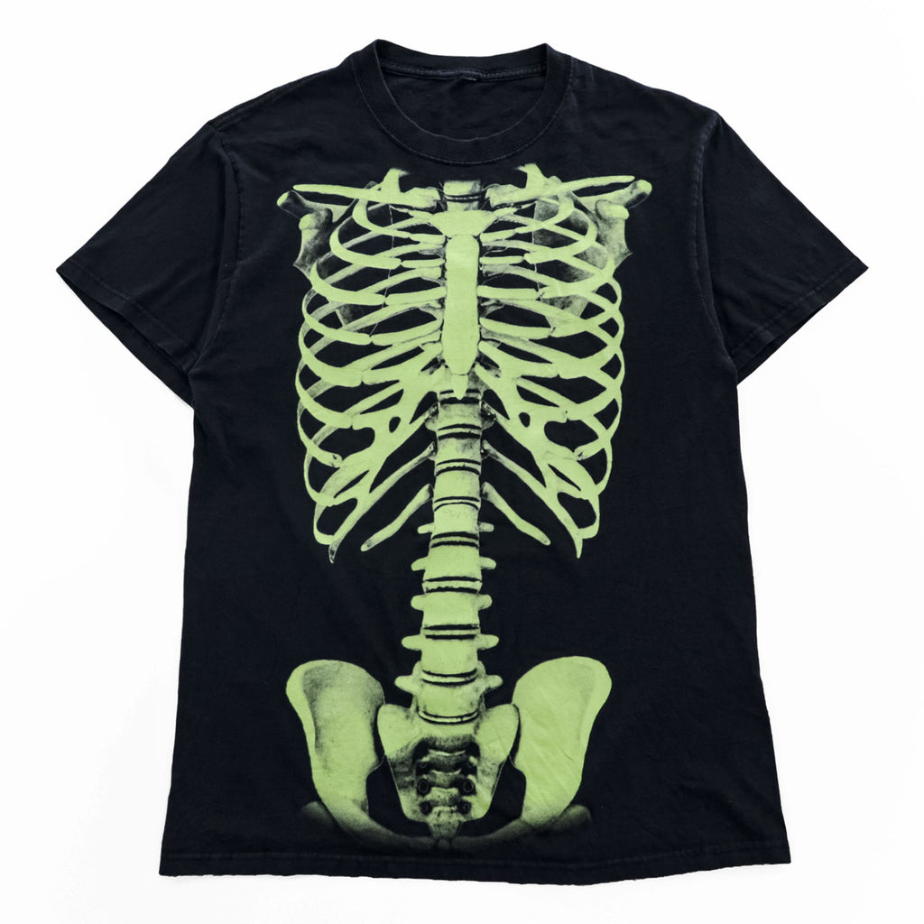 Skeleton Rib Cage Graphic T Shirt Black Green Glow Style Y2K Grunge Horror Punk Tee