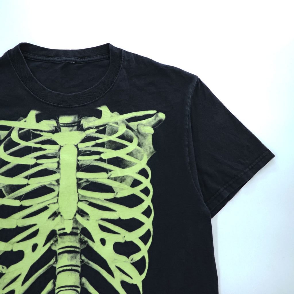 Skeleton Rib Cage Graphic T Shirt Black Green Glow Style Y2K Grunge Horror Punk Tee