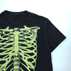 Skeleton Rib Cage Graphic T Shirt Black Green Glow Style Y2K Grunge Horror Punk Tee