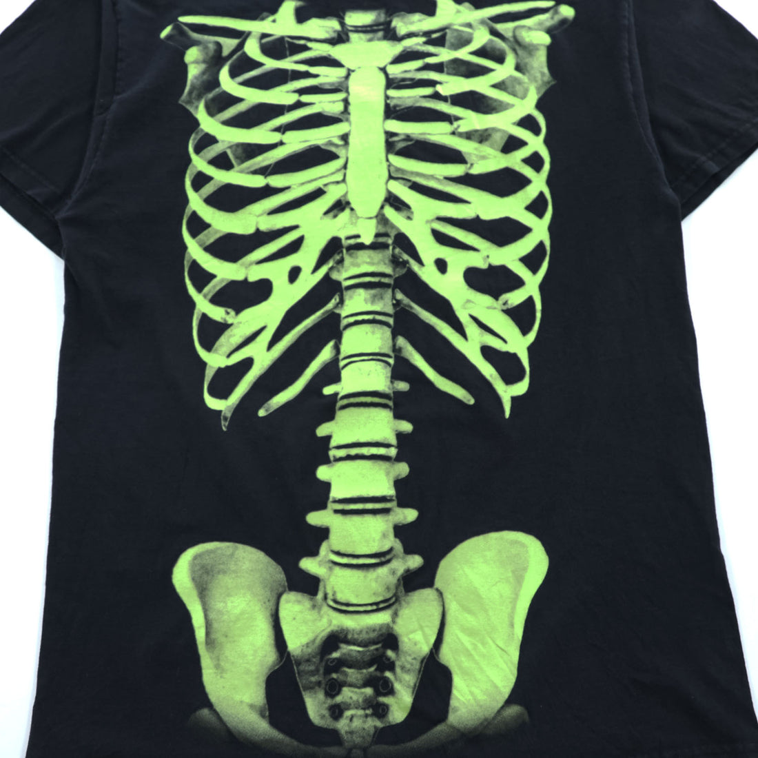 Skeleton Rib Cage Graphic T Shirt Black Green Glow Style Y2K Grunge Horror Punk Tee