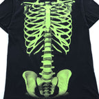 Skeleton Rib Cage Graphic T Shirt Black Green Glow Style Y2K Grunge Horror Punk Tee