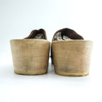 Made in Italy Brown Leather Studded Clog Mules Wooden Sole Women EU36 US6 Vintage Style