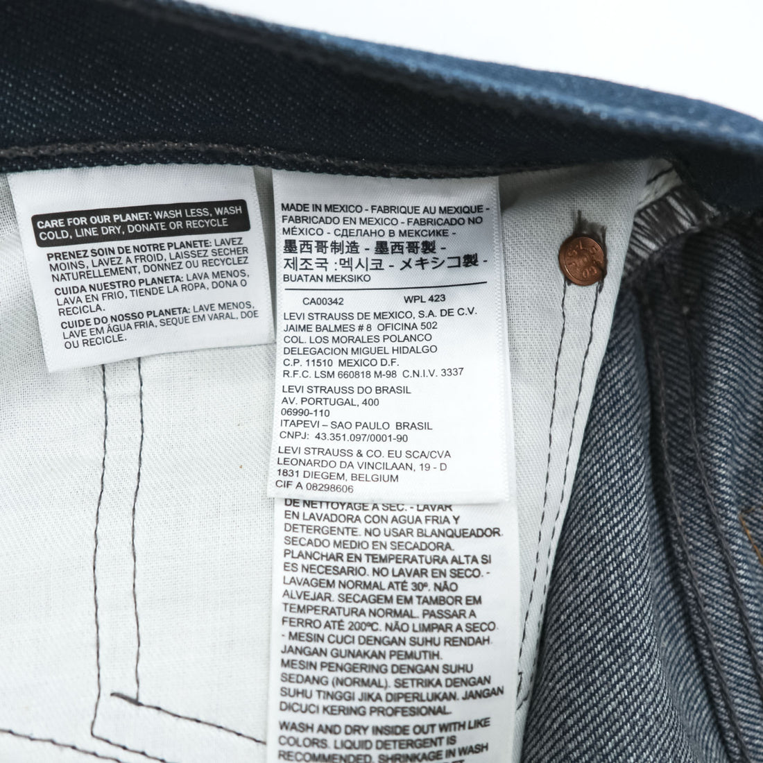 Levi's 501 White Oak Cone Denim Jeans Dark Indigo Straight Fit Button Fly W32 L32