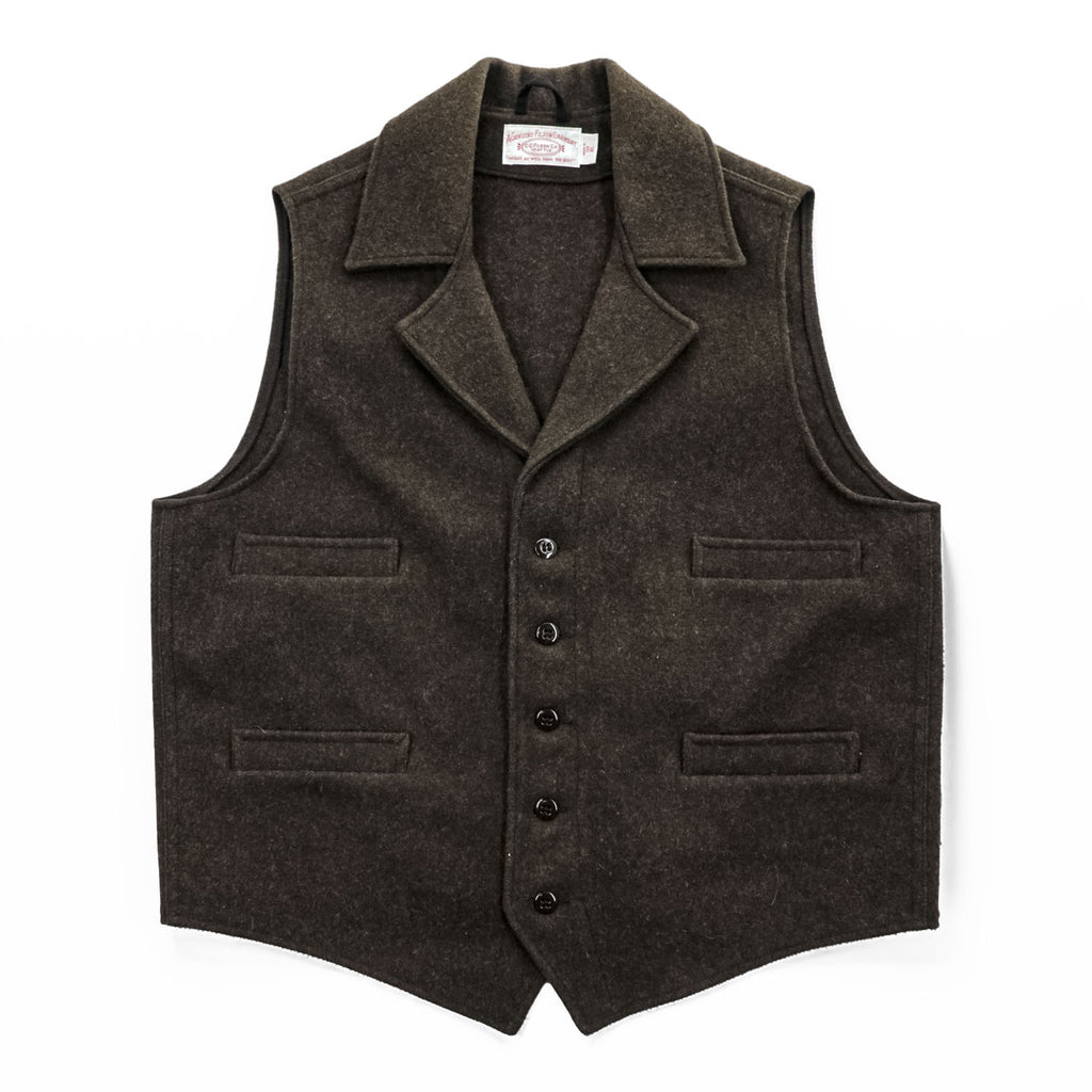 Filson Genuine Garments Western Wool Vest Dark Brown USA Made Mens XL 100% Wool Vintage Lapel 4 Pocket