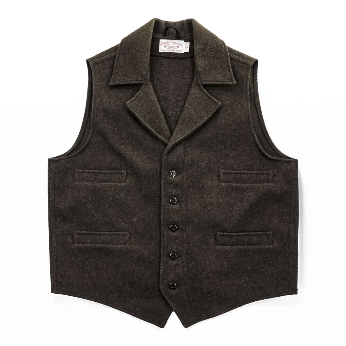 FILSON USA製 ウール ウエスタンベスト XL オリーブ ブラウン マッキノー 4ポケット ラペルカラー