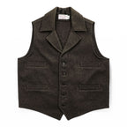 Filson Genuine Garments Western Wool Vest Dark Brown USA Made Mens XL 100% Wool Vintage Lapel 4 Pocket