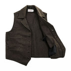 Filson Genuine Garments Western Wool Vest Dark Brown USA Made Mens XL 100% Wool Vintage Lapel 4 Pocket