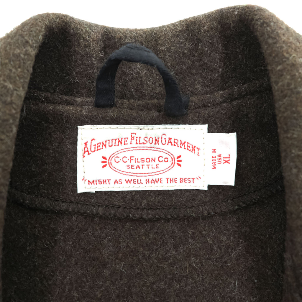 Filson Genuine Garments Western Wool Vest Dark Brown USA Made Mens XL 100% Wool Vintage Lapel 4 Pocket