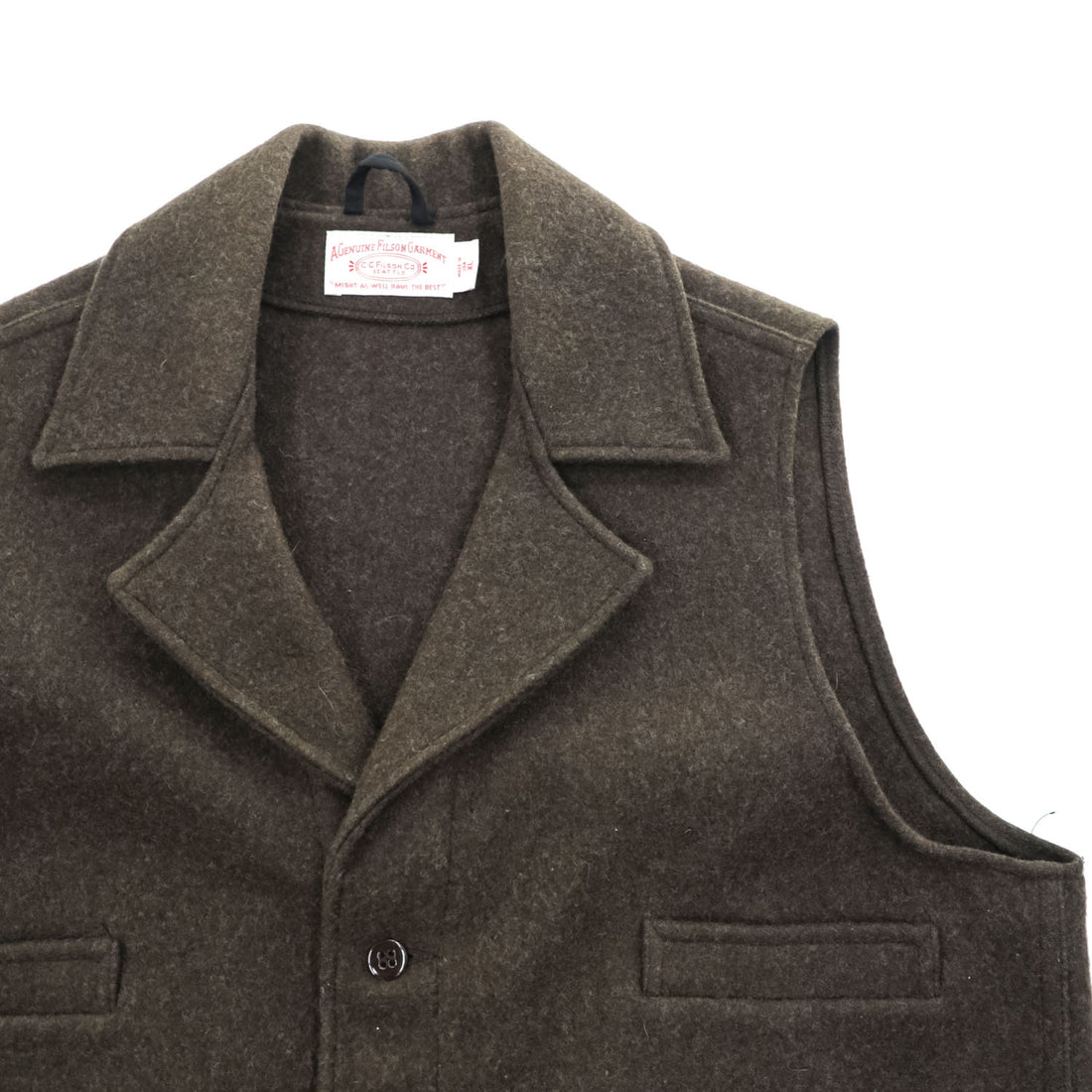 Filson Genuine Garments Western Wool Vest Dark Brown USA Made Mens XL 100% Wool Vintage Lapel 4 Pocket