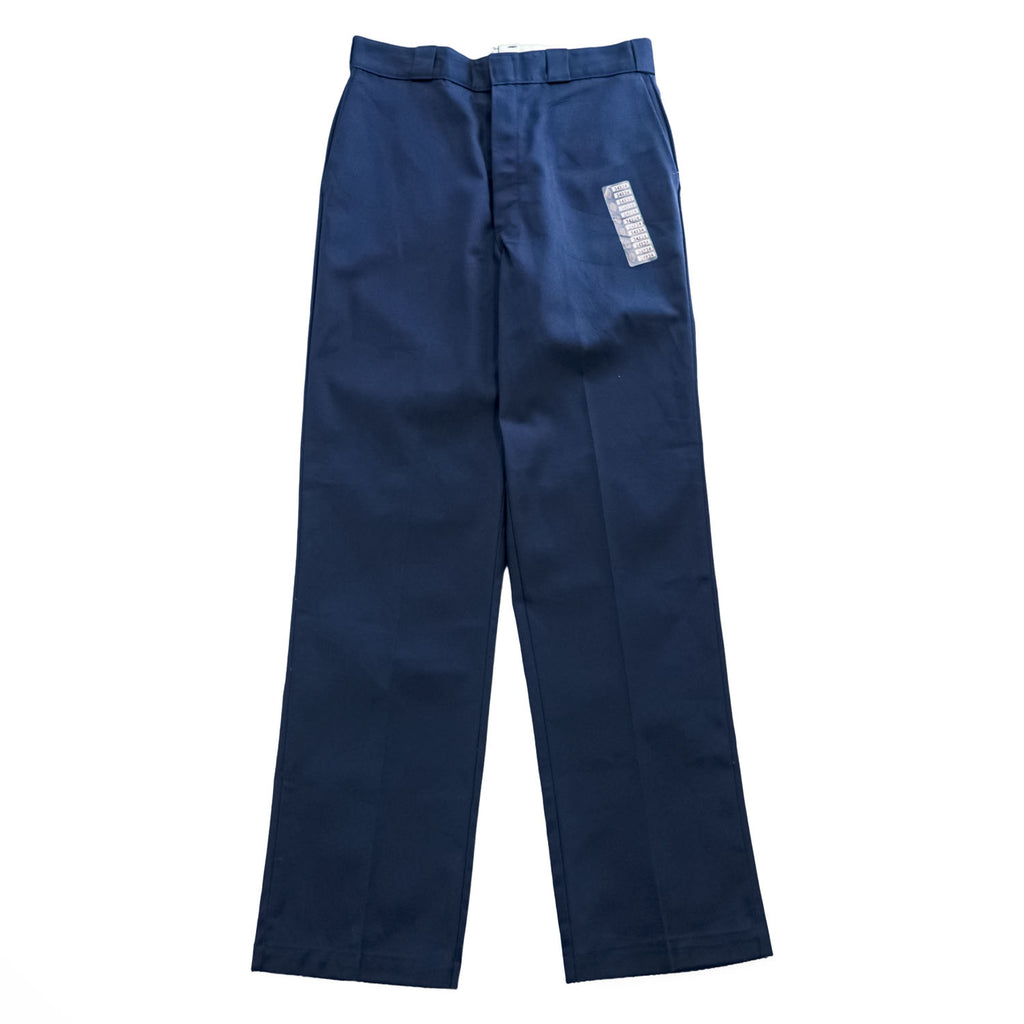Vintage Dickies 874 Work Pants Navy Made in USA W34 L34 Deadstock Talon Zip Poly Cotton 90s