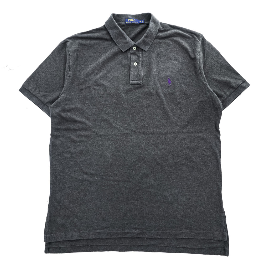 Polo Ralph Lauren Polo Shirt Mens XL Charcoal Gray Purple Pony 100% Cotton Made in Vietnam