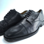 CLERGET CHAUSSURES Black Leather Cap Toe Derby Oxford Dress Shoes Square Toe Leather Sole US Size 8