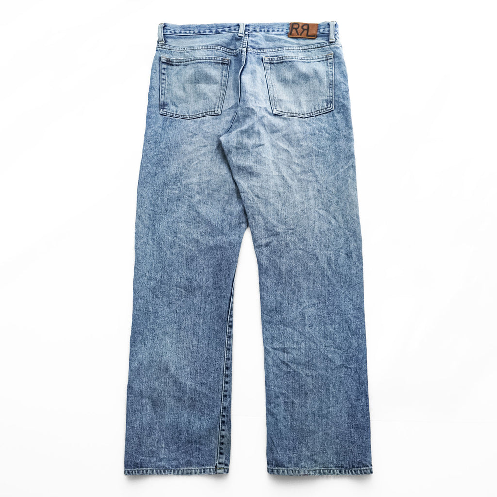 RRL Double RL Ralph Lauren 90年代 デニムパンツ ジーンズ W35 インディゴ RING SPUN DENIM レザーパッチ ジッパーフライ