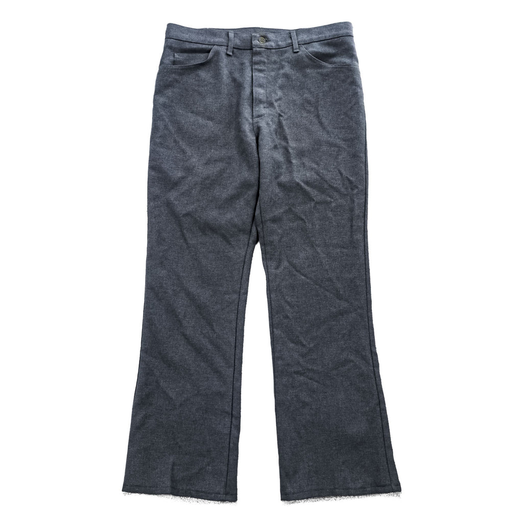 70s Lee 202-0603 Polyester Boot Cut Pants Men’s 34x30 Charcoal Gray Talon Zip USA Union Made Raw Hem