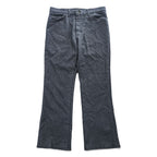70s Lee 202-0603 Polyester Boot Cut Pants Men’s 34x30 Charcoal Gray Talon Zip USA Union Made Raw Hem